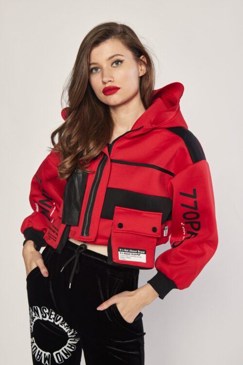 Red Sporty Designed Jacket Coat MINIMAL