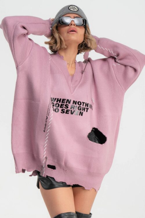 Pink Destroyed Knitted Top NOTHING