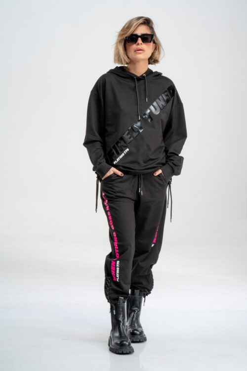 Black Two Piece Pullover Jogger  Set  TUNED