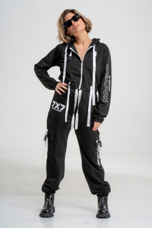 Black Two Piece Pullover Jogger  Set  WEAPON
