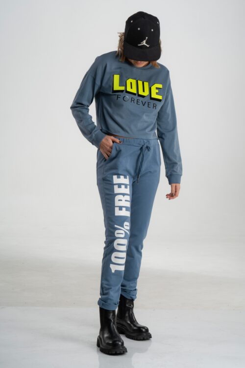 Blue  Two Piece Pullover Jogger  Set  LOVE