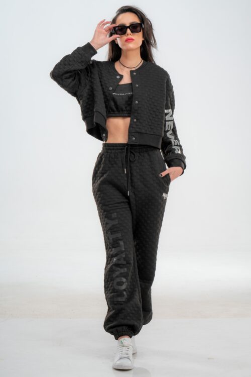 Black Three Piece Pullover Jogger  Set  NEVER