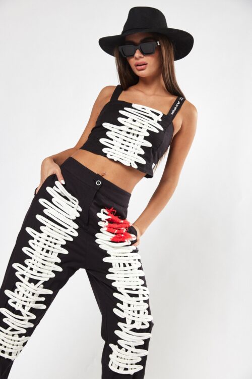 Two Piece  Elegant  Black  Set  RED