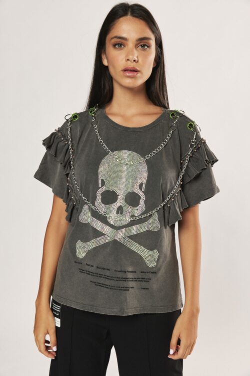 Designed Gray Top  SKULL