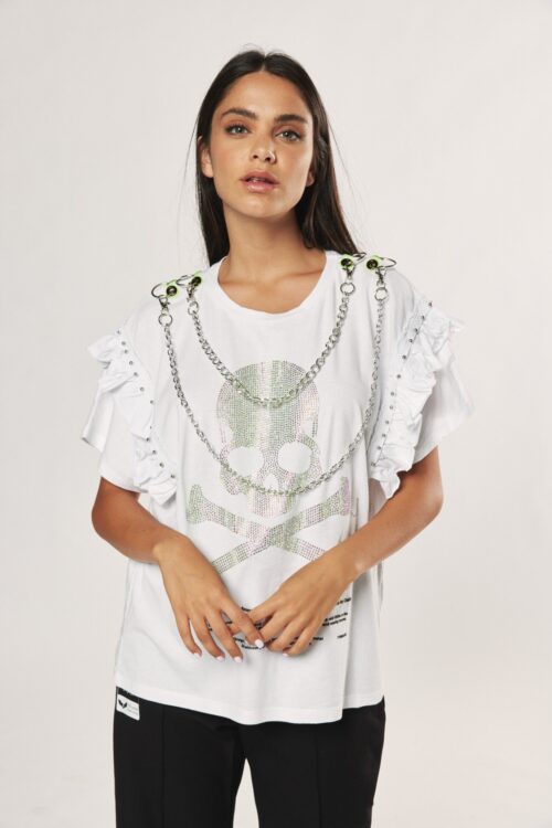Designed White Top  SKULL