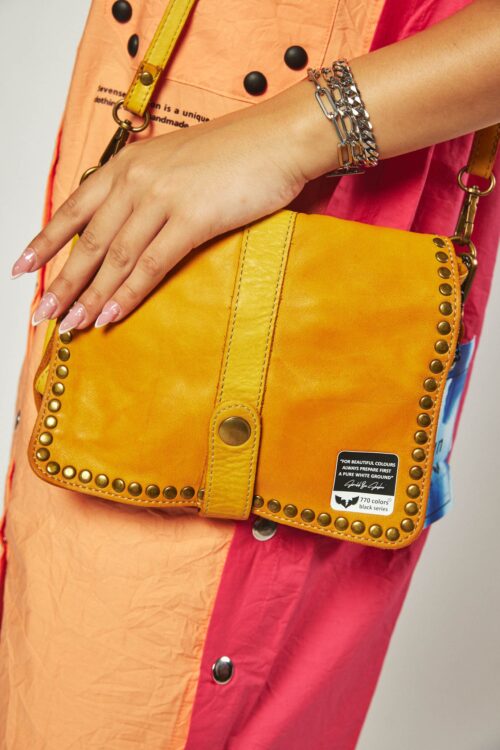 Designed Mustard leather Small Hand Bag  COLORS