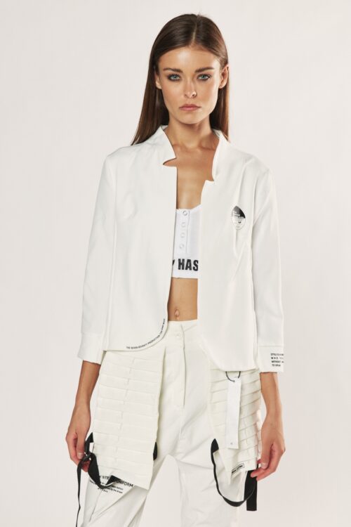 White  Unique Design Blazer Jacket  PRODUCTION