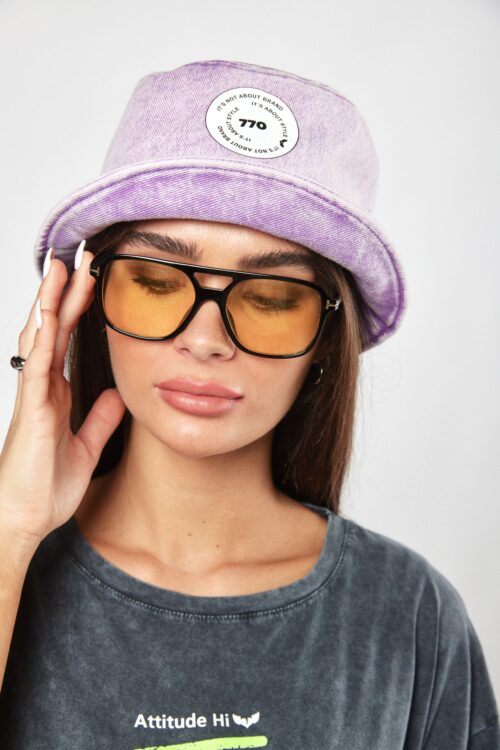 Washed Light Purple Denim Bucket Hat 770 