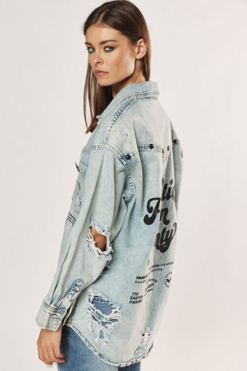 Long Denim Jacket Top FANTASTIC