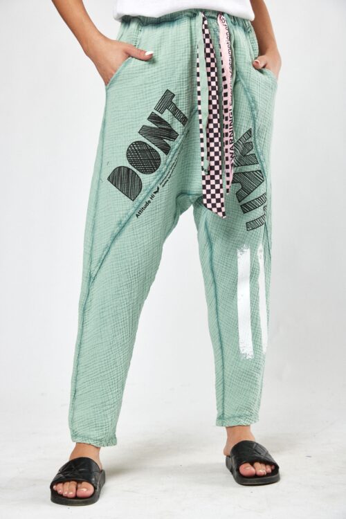 Turquoise Designed Baggy Jogger Pants  DON'T