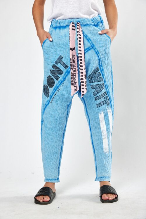 Blue Designed Baggy Jogger Pants  DON'T