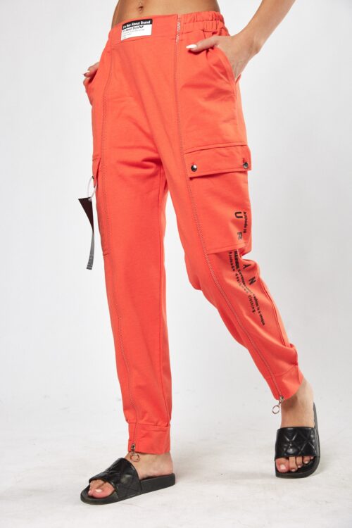 Orange Designed Jogger Pants URBAN