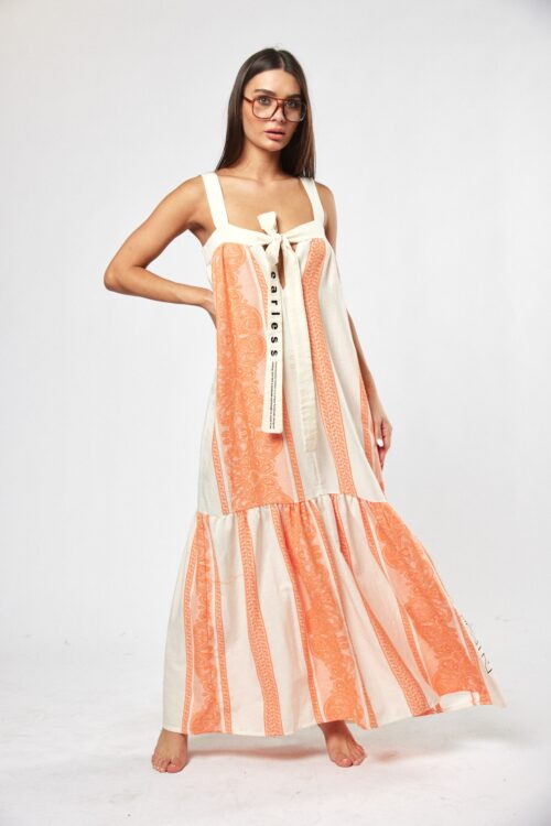 Orange and Beige Maxi Dress FIND