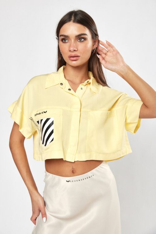 Yellow Color Crop Top Shirt  HI