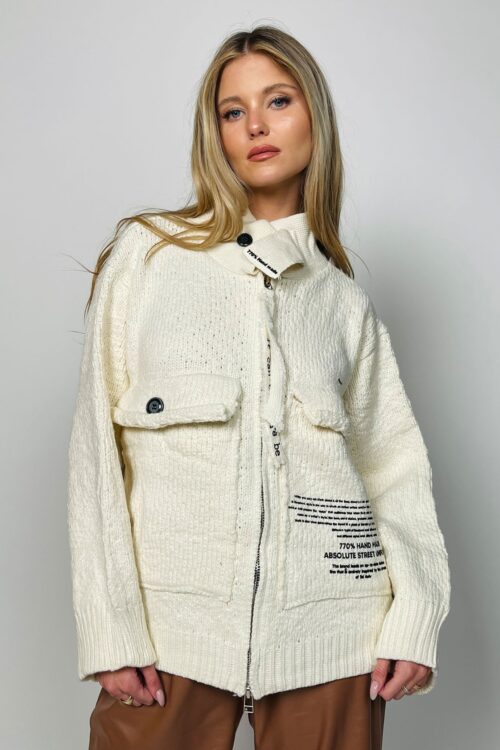 White Knit Cardigan Top Jacket  HANDMADE