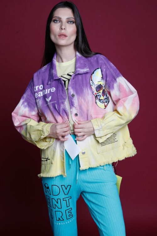Unique Tie Dye Colorful  Denim Jacket  FEATURE