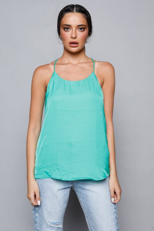 Green Satin  Designed Tank  LOVE