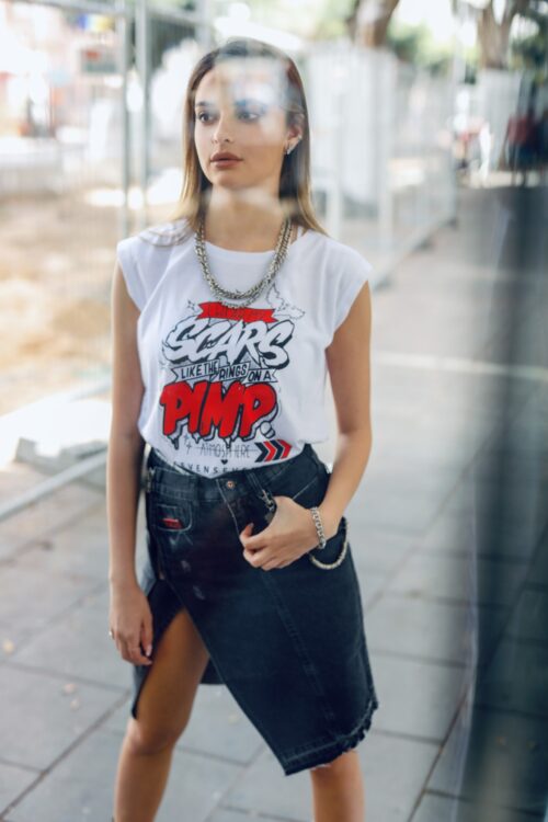White Short Sleeveless Top SCARS