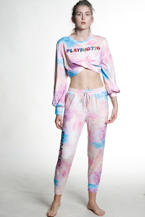 Multicolor Tie Dye Two Piece Jogger Set PLAYING