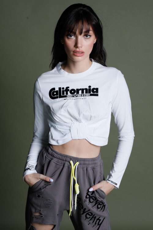 White Long Sleeve Top CALIFORNIA