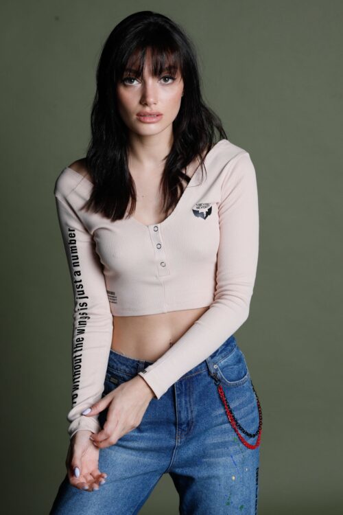 Light Pink Long Sleeve Top NUMBER