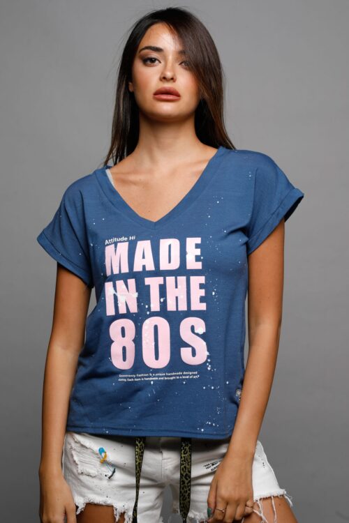 Blue Designed T Shirt MADE IN