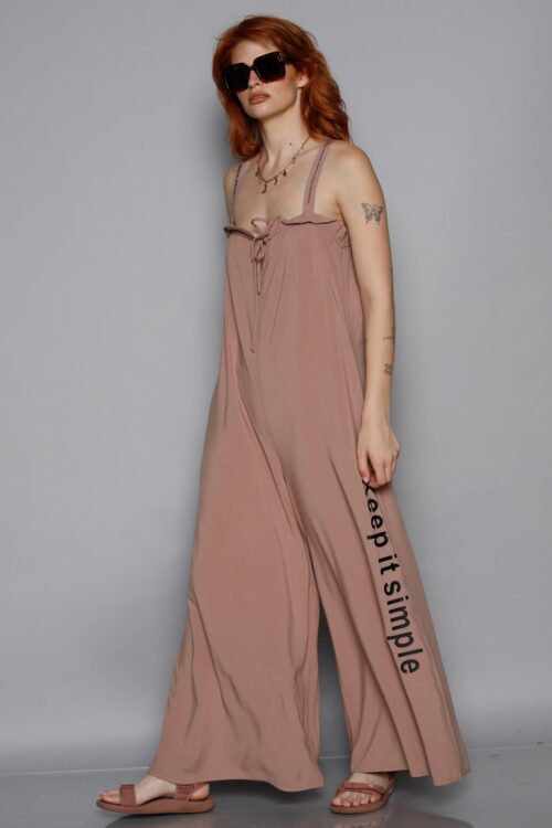 Pink Color Sleeveless  Designed Long Overall SIMPLE