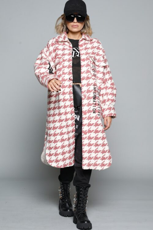 Unique Pepita Purple And Beige  Long Coat SEVEN