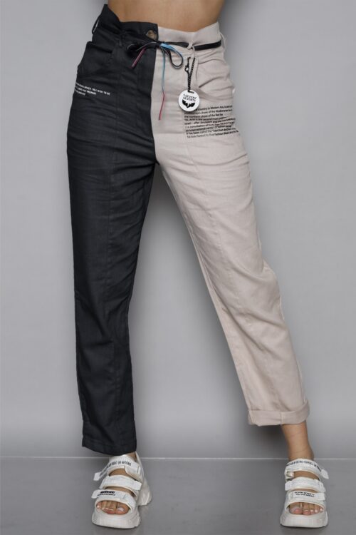 Designed Beige and Black Pants SEVEN