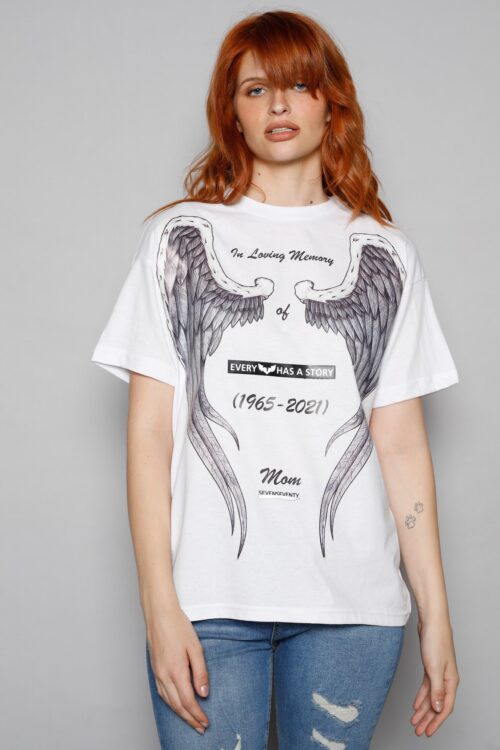 White Designed T Shirt WINGS