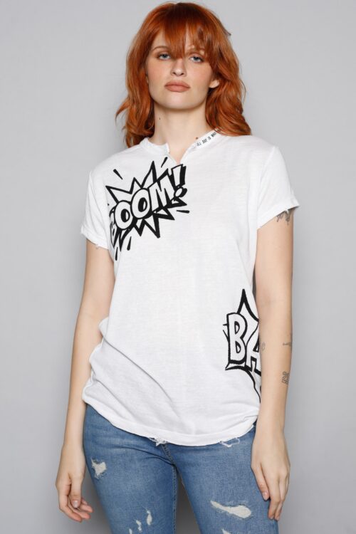 White Designed T Shirt BAM