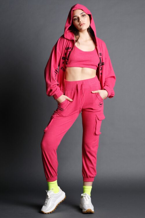 Pink Three Piece Cotton Jogging Set DISAPPEAR