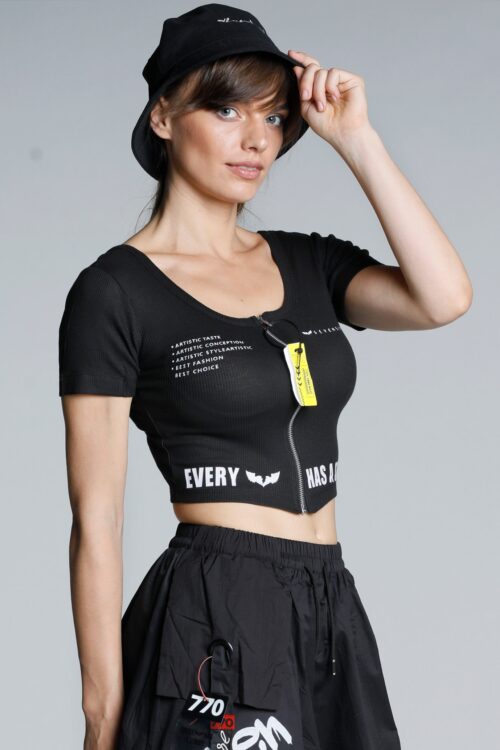 Black Short Cut Top TASTE