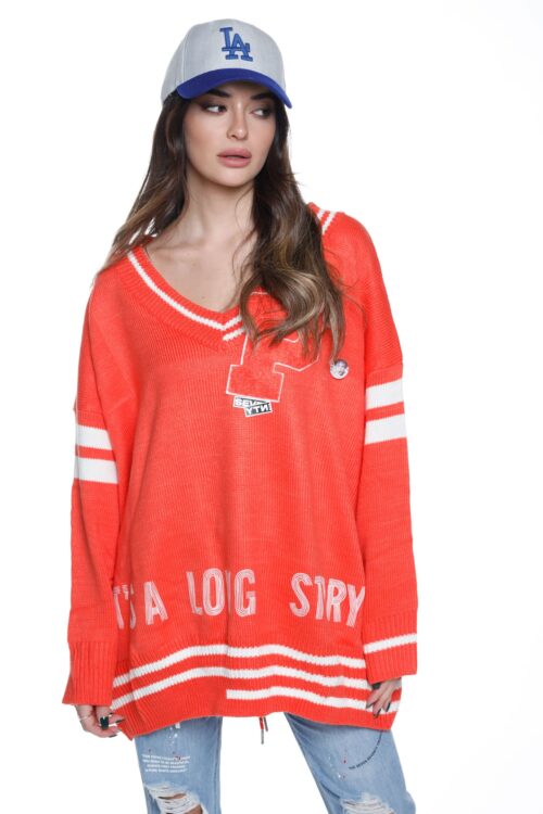 Orange Knitted Oversize Top STORY