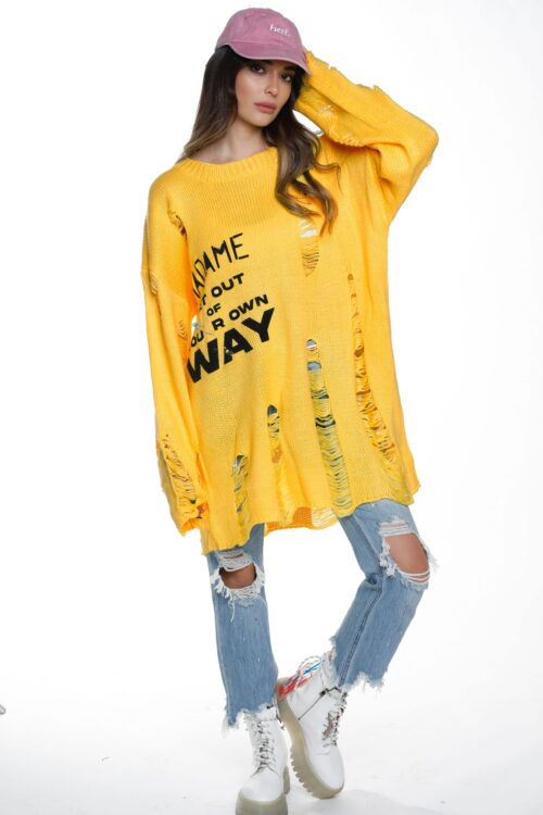 Yellow Knitted Oversize Top WAY