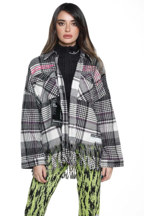 Black And White Plais Buttoned Top  GARMENT