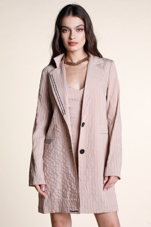 Beige Stripe  Long Sleeve  Blazer Jacket COMFY