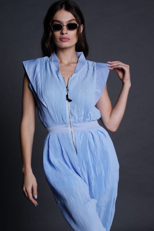Light Blue Purple  Short Sleeve Long Overall PARTY