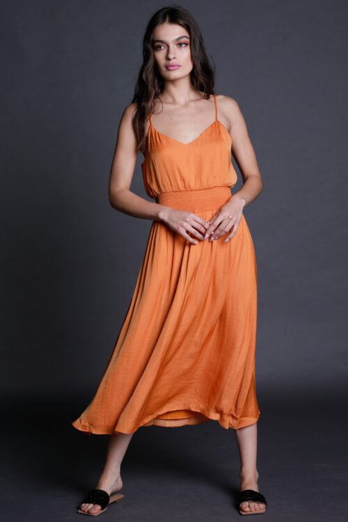 Orange Evening Midi Dress CHIC