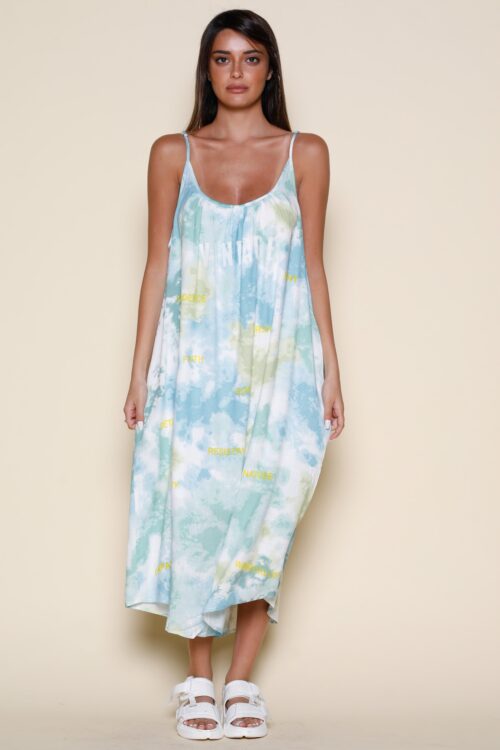Light Blue And Yelow Tie Dye  Maxi Dress VINTAGE