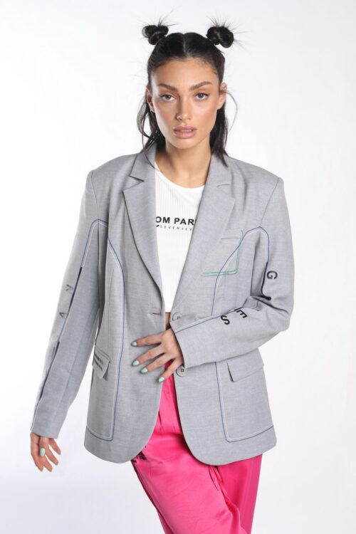 Grey Unique Design Blazer Jacket  LOS ANGLES