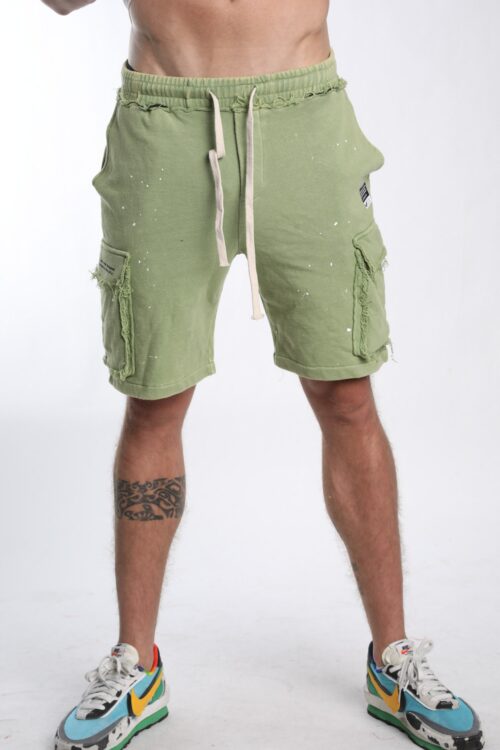 Washed Green Pockets Pullover Bermuda Man Pants ATTITUDE