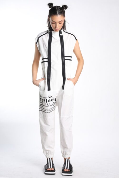 White  Sleeveless  Long Overall REFLECT
