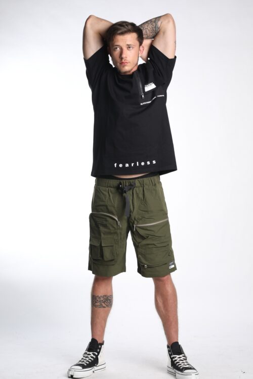 Olive Green Man Bermuda Nylon Pants PRODUCTION