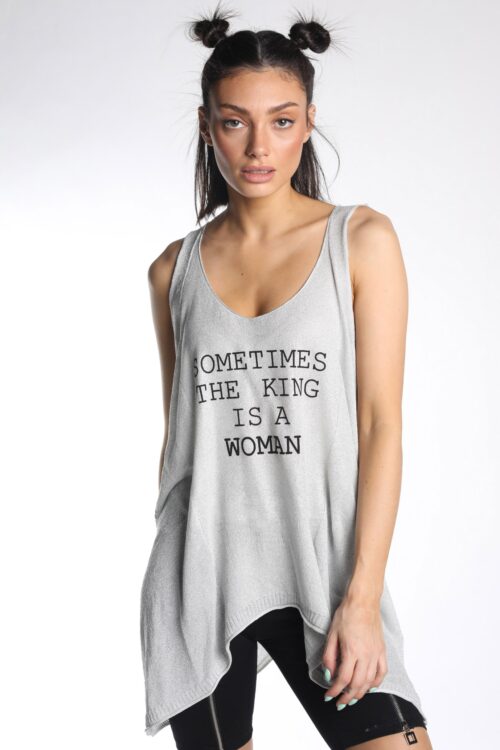 Silver Sleeveless  Lurex Top SOMETIMES