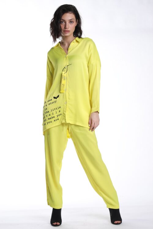 Yellow Two Piece Satin Oversize Set  SEVEN