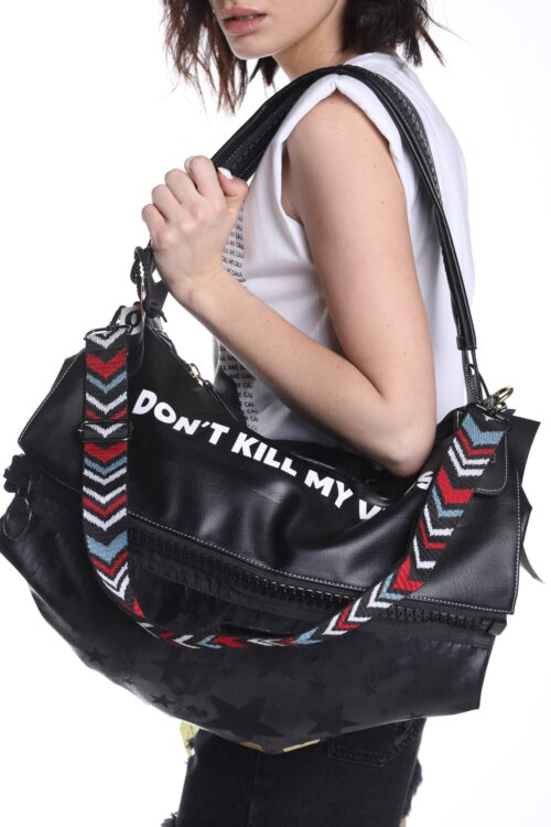 Designed Black  Faux Leather Hand Bag  DON'T