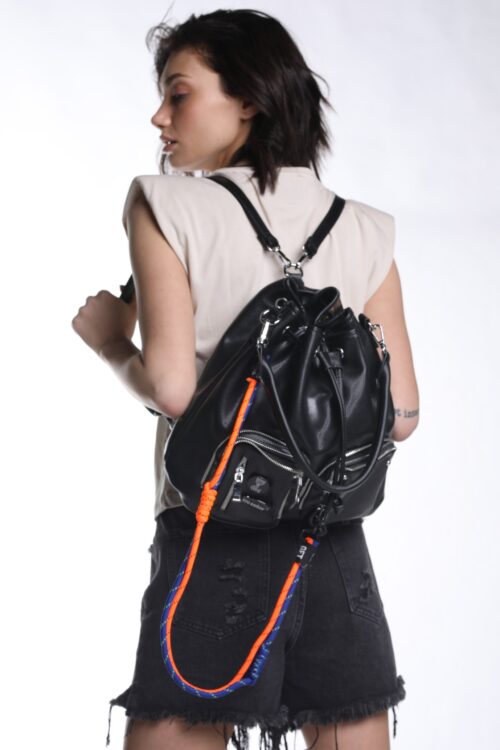 Designed Black   Faux Leather BackPack Hand Bag  STREET
