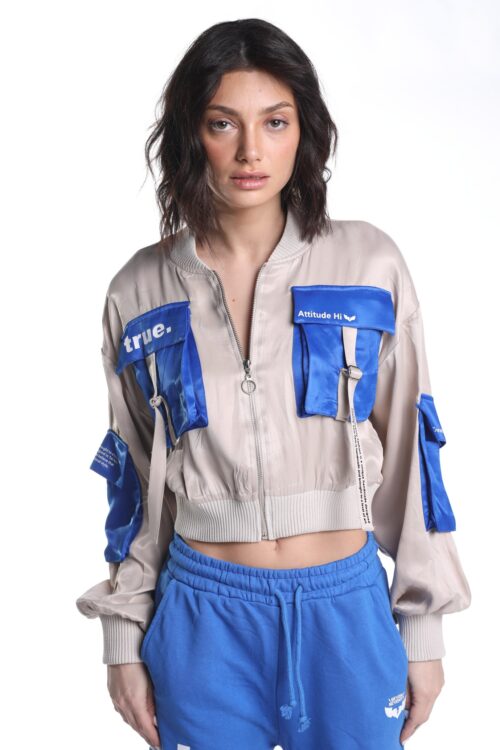 Blue and Beige Colors Jacket TRUE