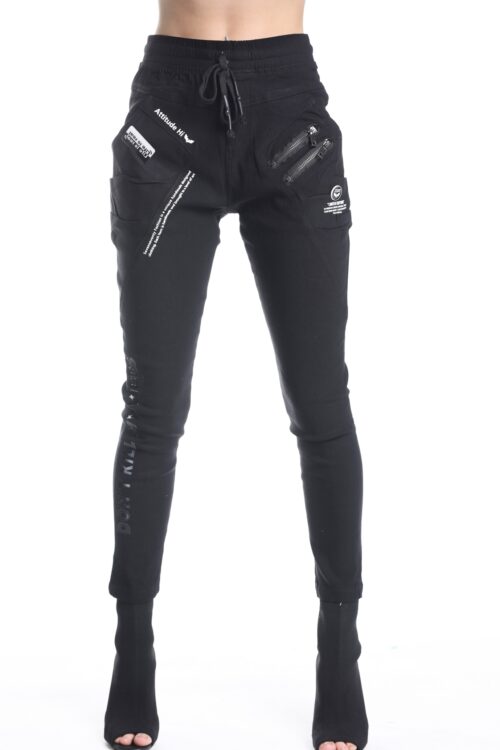 Stretchy Black Jogger Pants ATTITUDE 